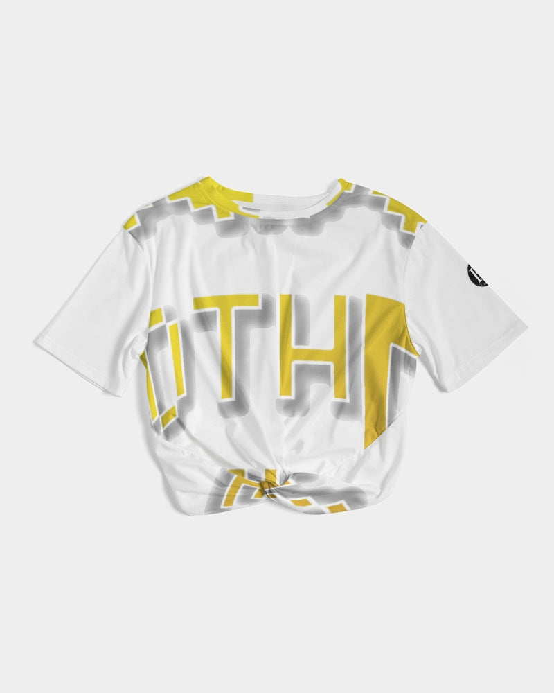 white zone women's twist-front cropped tee