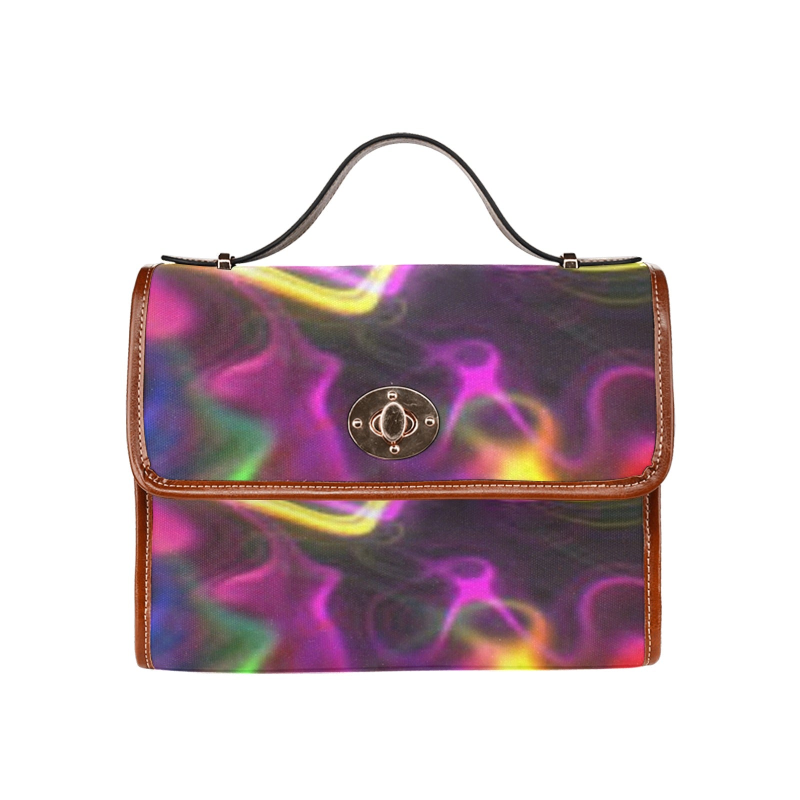 fz women's abstract hand bag all over print waterproof canvas bag(model1641)(brown strap)