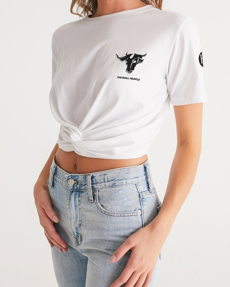 white zone upgraded women's twist-front cropped tee