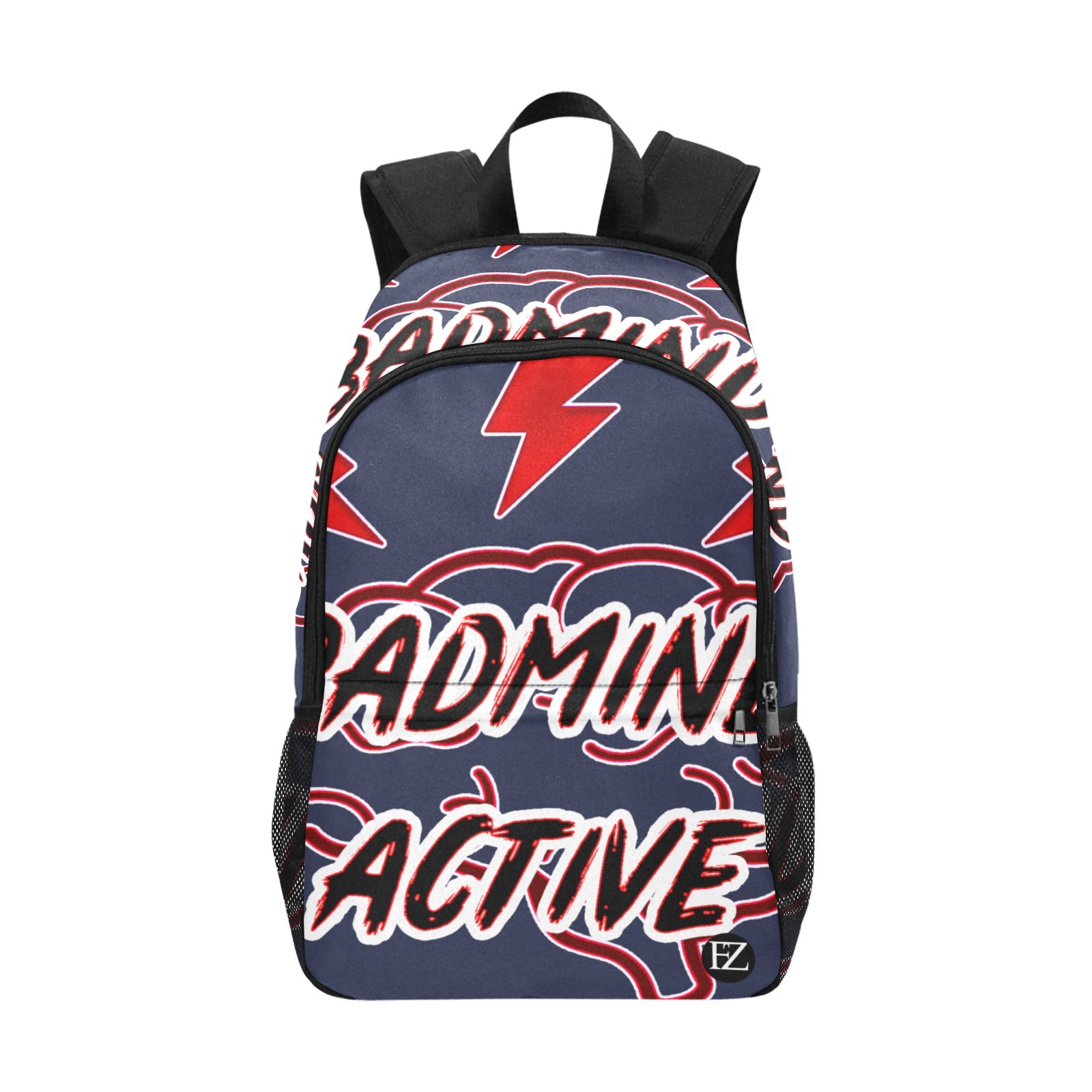 fz mind backpack one size / fz mind backpack - dark blue all-over print unisex casual backpack with side mesh pockets (model 1659)