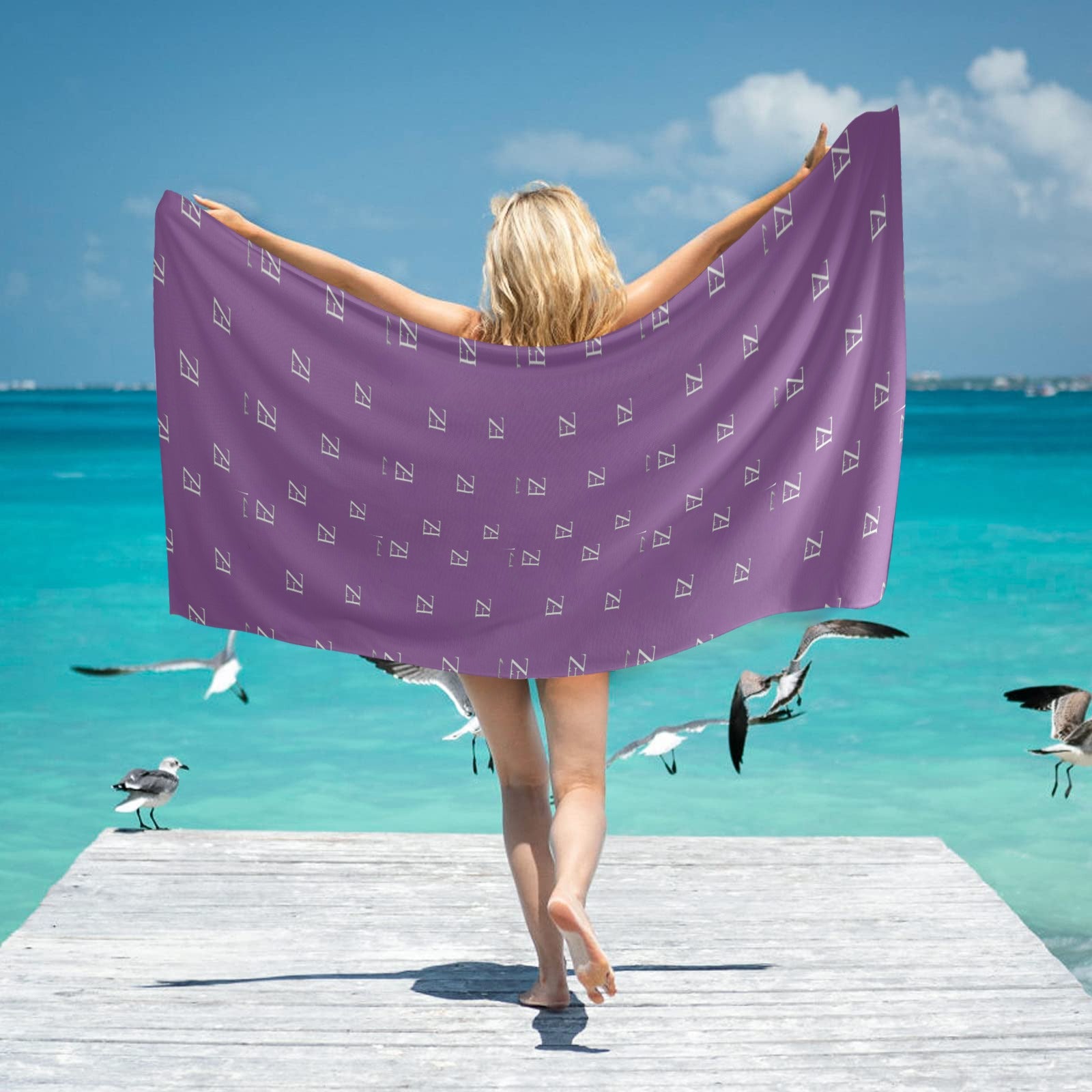 fz towel - purple beach towel 31"x71"(new)( made in queen)