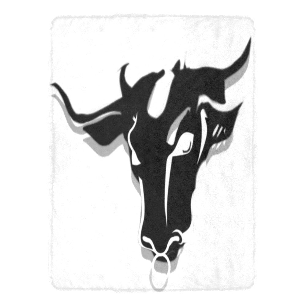 fz blanket bull (l) one size / fz bull blanket - white ultra-soft micro fleece blanket 60" x 80"(made in usa)
