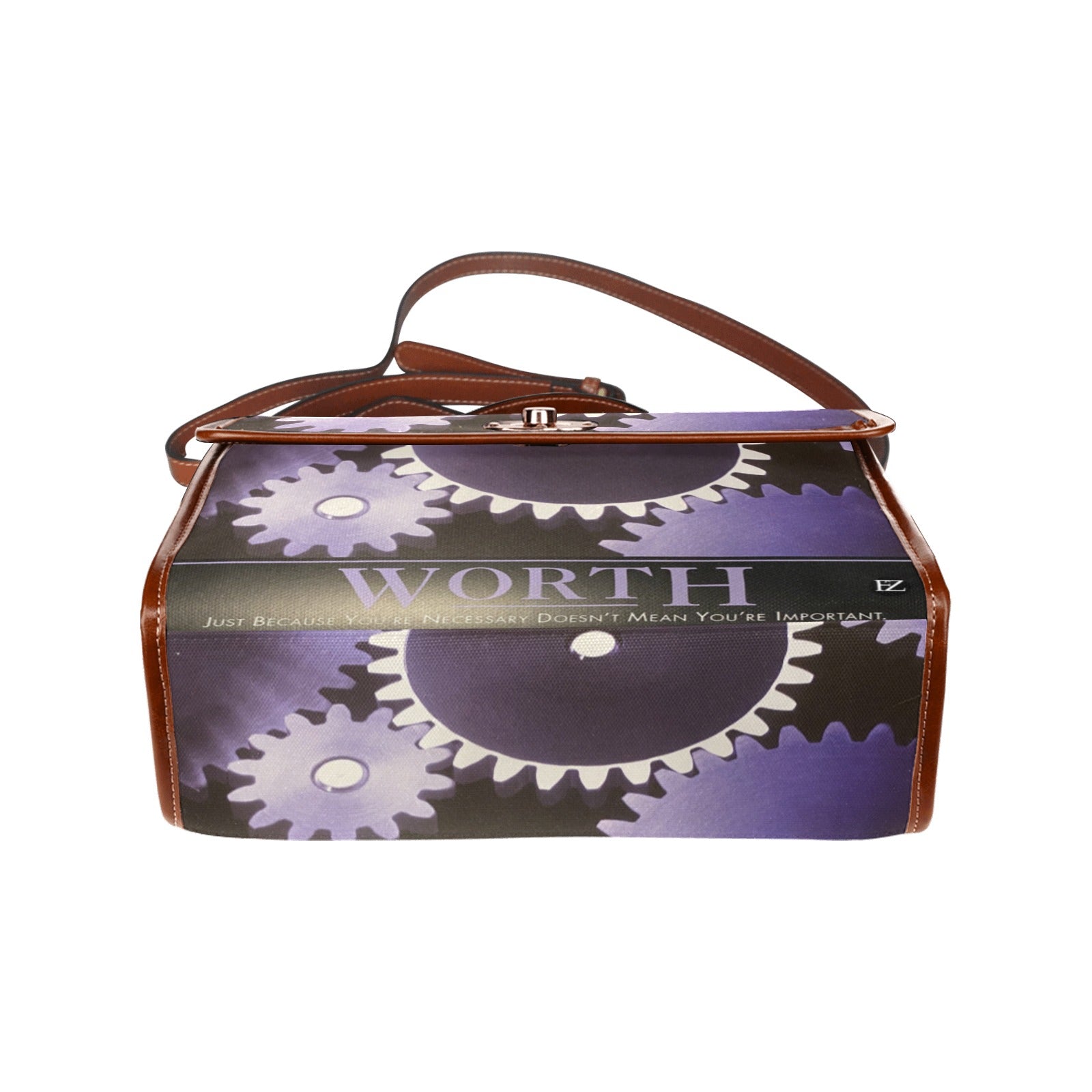 fz worth handbag all over print waterproof canvas bag(model1641)(brown strap)