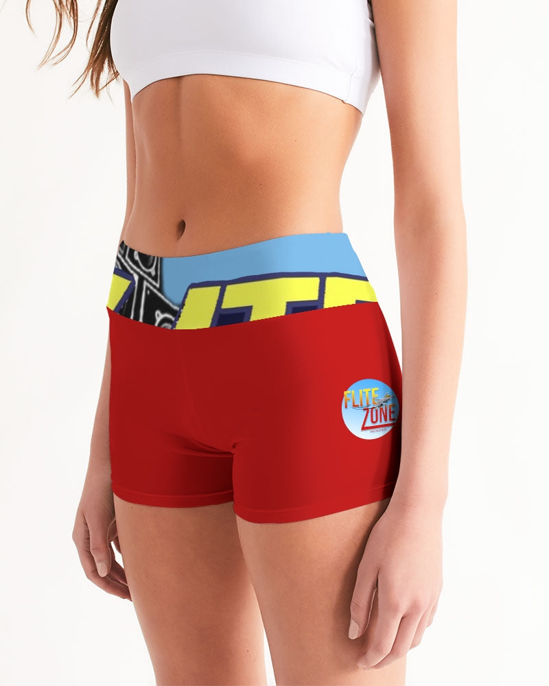 fire zone women's mid-rise yoga shorts