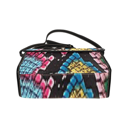 fz color snake handbag all over print canvas bag (model 1641)(black)