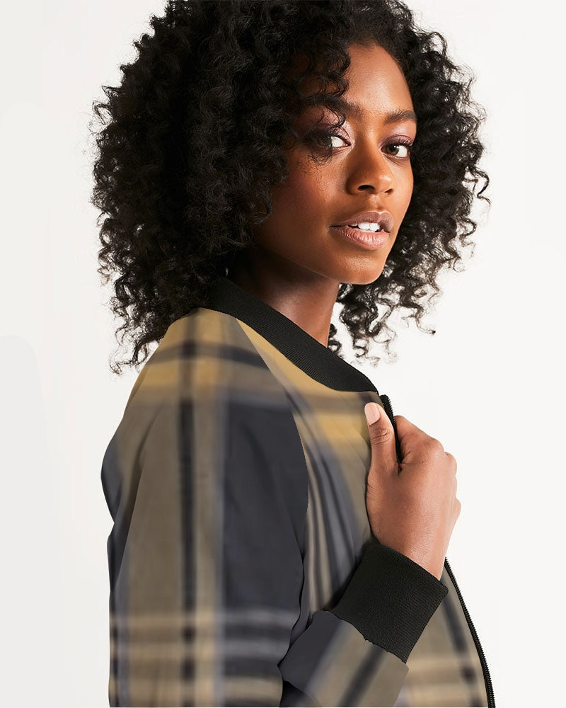 fz plaid women's bomber jacket