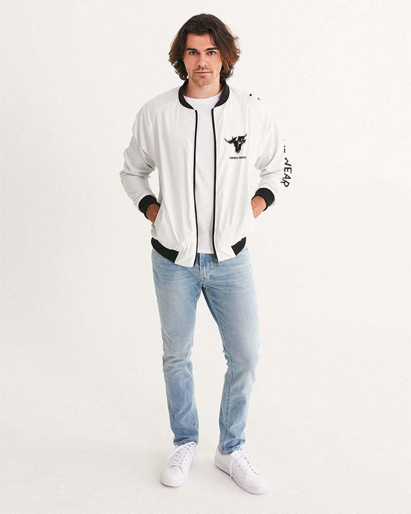 the white  bull men's bomber jacket