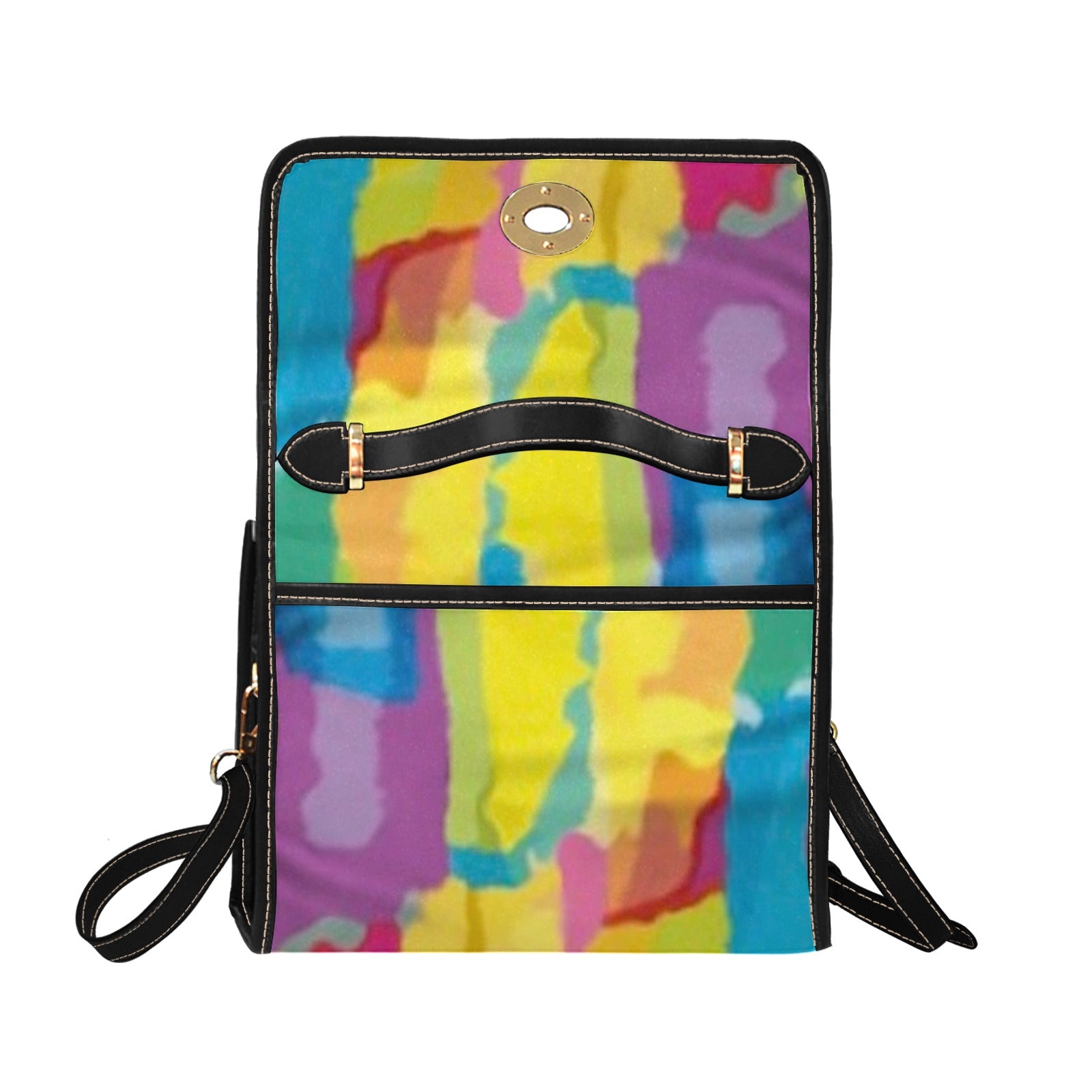 fz rianbow handbag all over print canvas bag (model 1641)(black)