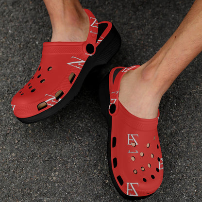 fz unisex sandals - red/black custom print adults clogs