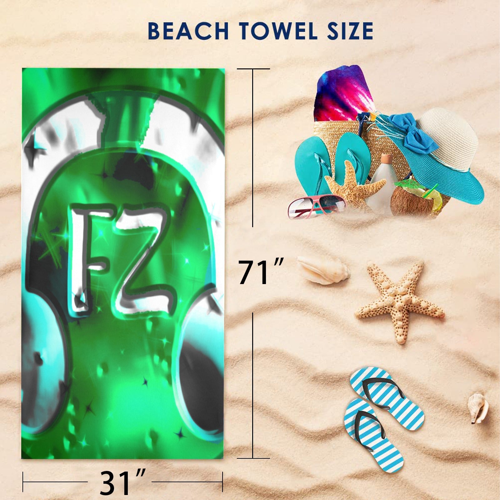 fz beach towel abstract 3 beach towel 31"x71"(two sides with different printing)