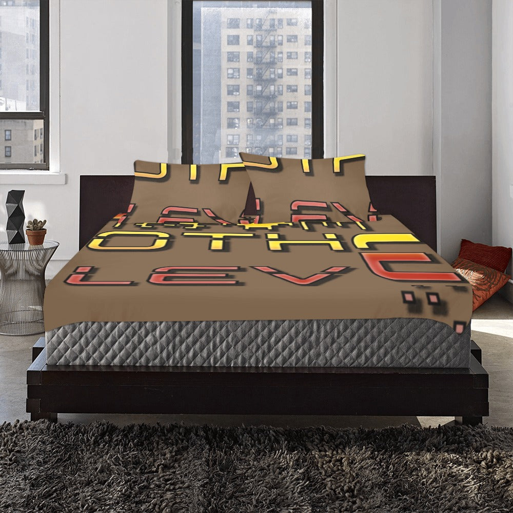 fz bedding set one size / fz bedding - brown 3-piece bedding set (1 duvet cover 86"x70"; 2 pillowcases 20"x30")(one side)