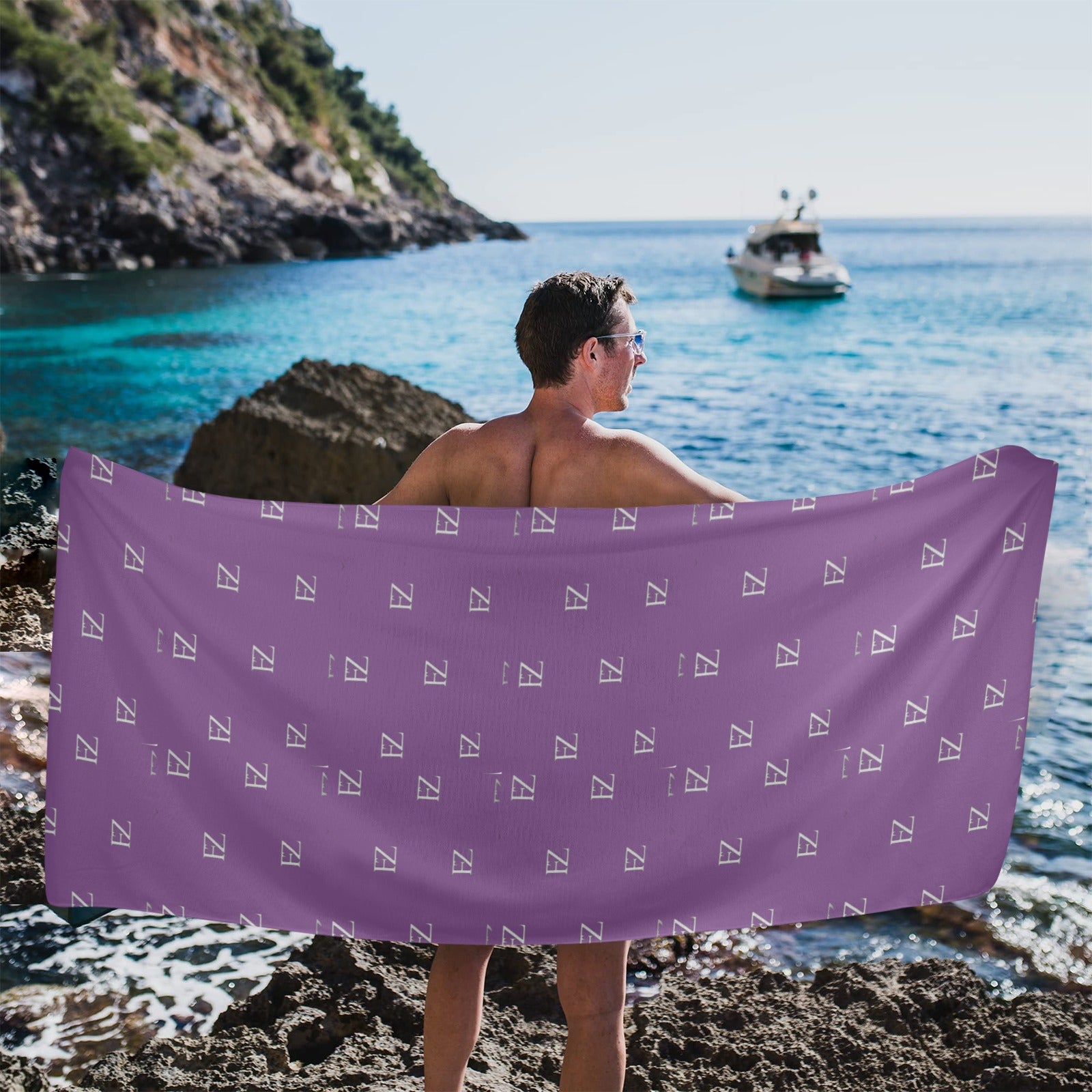 fz towel - purple beach towel 31"x71"(new)( made in queen)