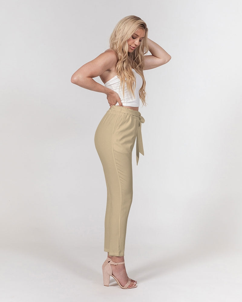 the beige zone women's belted tapered pants