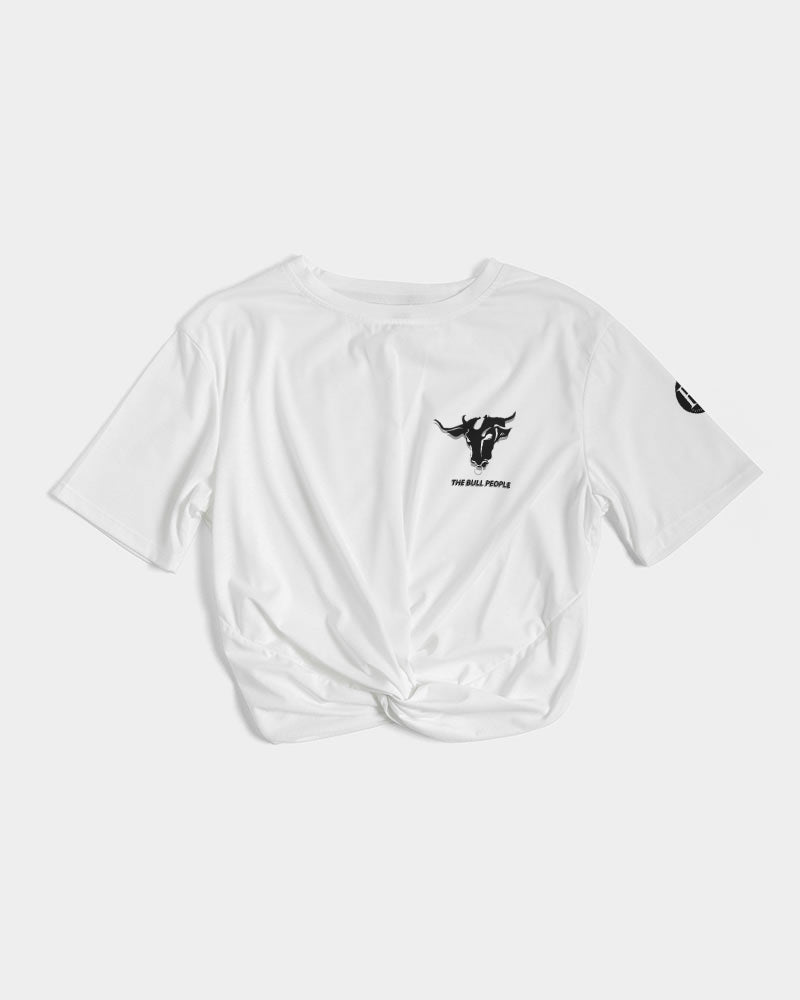 white zone upgraded women's twist-front cropped tee