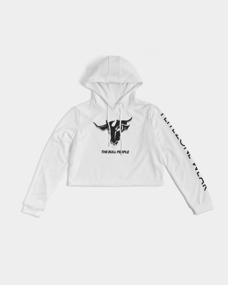 the white  bull women's cropped hoodie