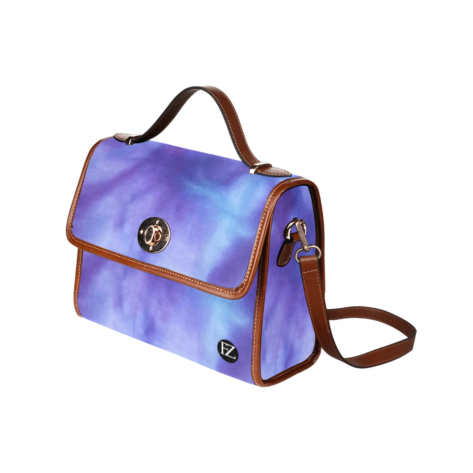 fz original handbag  - dye all over print waterproof canvas bag(model1641)(brown strap)