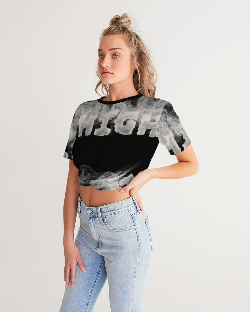 high grade women's twist-front cropped tee
