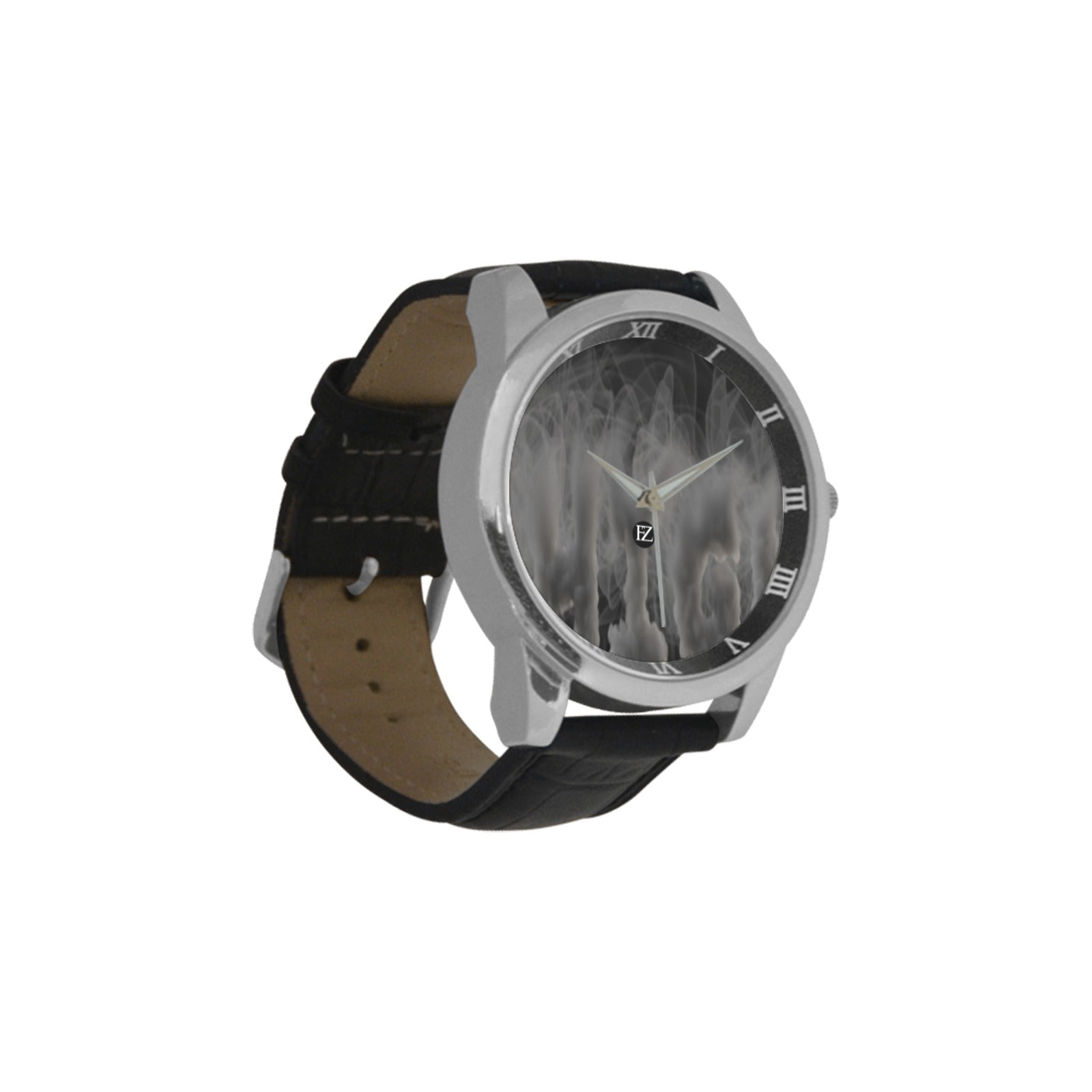 fz men's watch men's leather strap large dial watch (model 213)