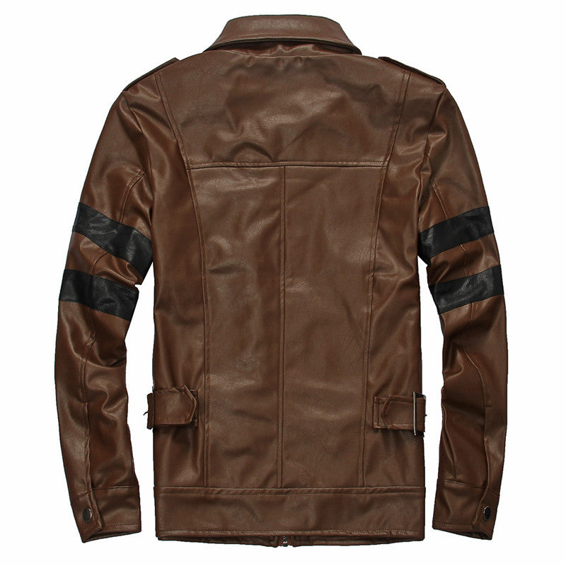 FZ Men's Striped Faux Leather Biker Jacket - FZwear