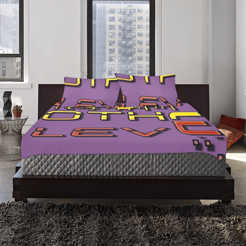 fz bedding set one size / fz bedding - purple 3-piece bedding set (1 duvet cover 86"x70"; 2 pillowcases 20"x30")(one side)