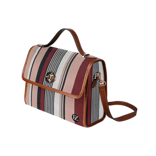 fz stripe handbag all over print waterproof canvas bag(model1641)(brown strap)