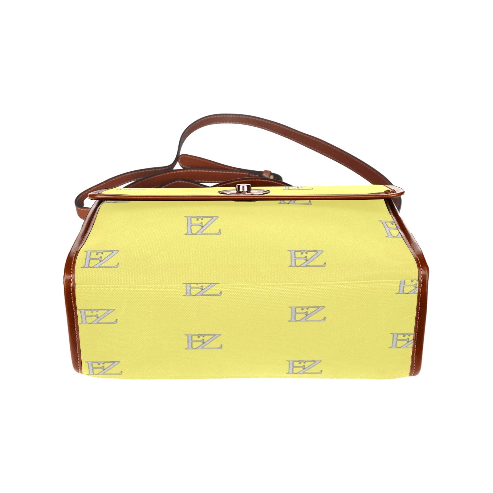 fz yellow handbag all over print waterproof canvas bag(model1641)(brown strap)