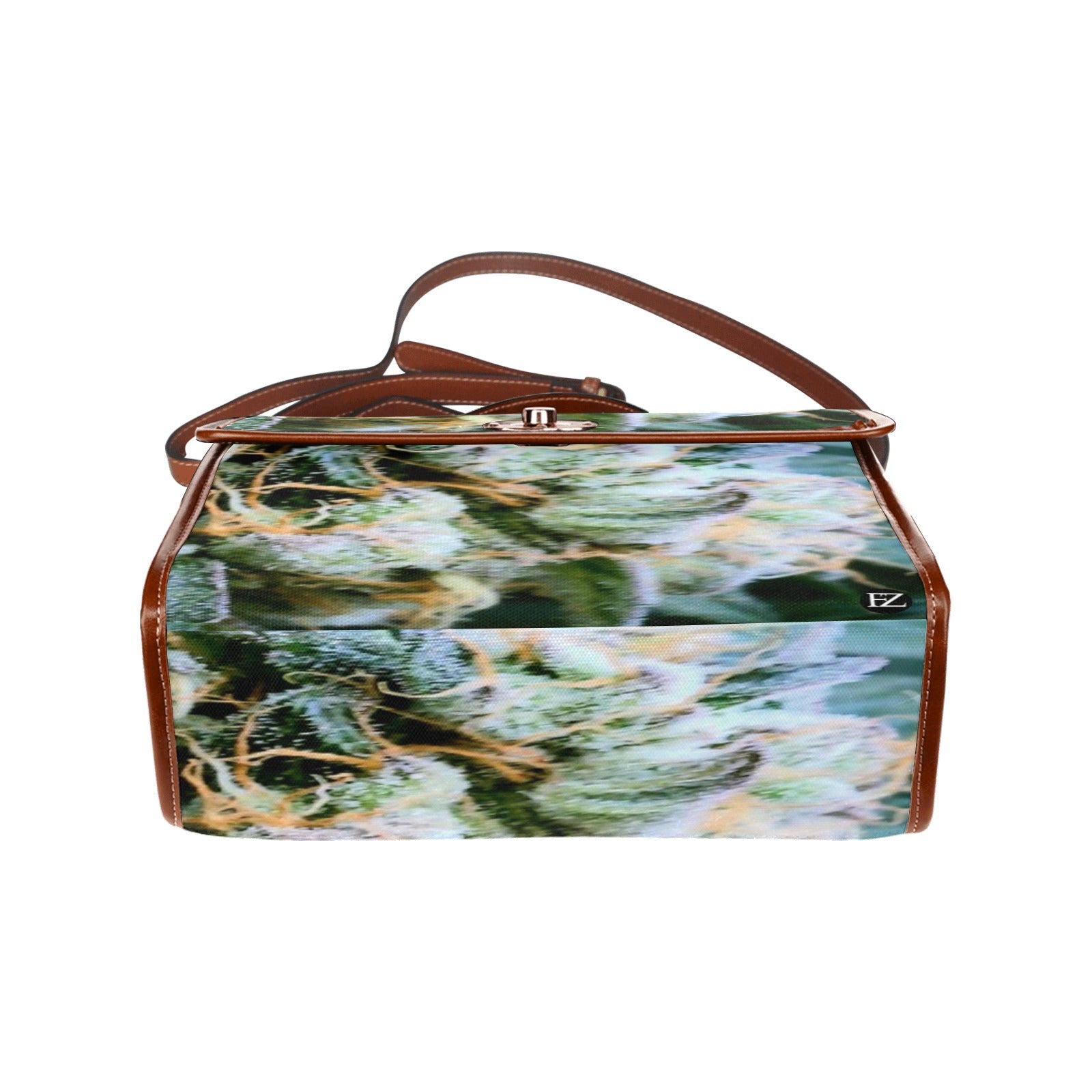 fz weed one handbag all over print waterproof canvas bag(model1641)(brown strap)