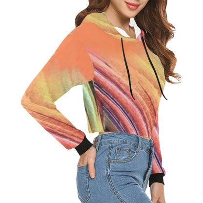 fz women's designer hoodie - colorful women's all over print cropped hoodie (model h22)
