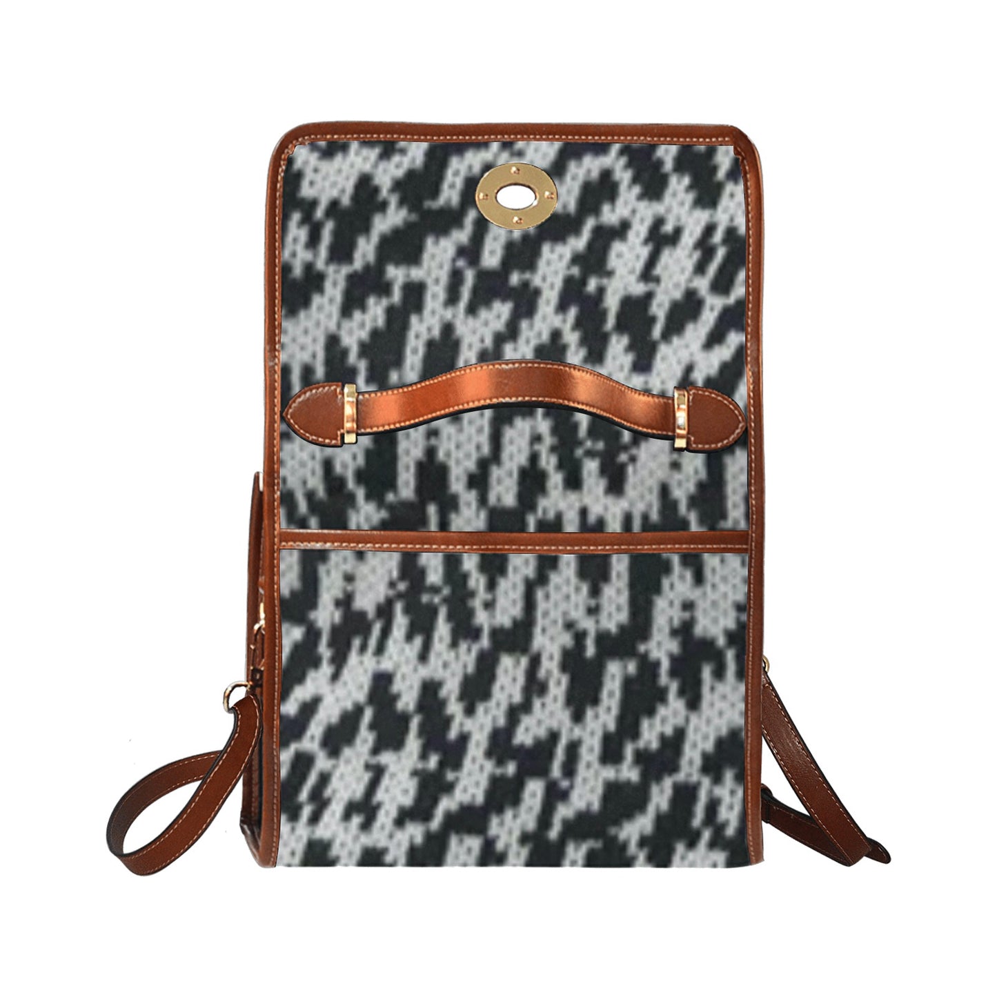 fz plaid handbag all over print waterproof canvas bag(model1641)(brown strap)