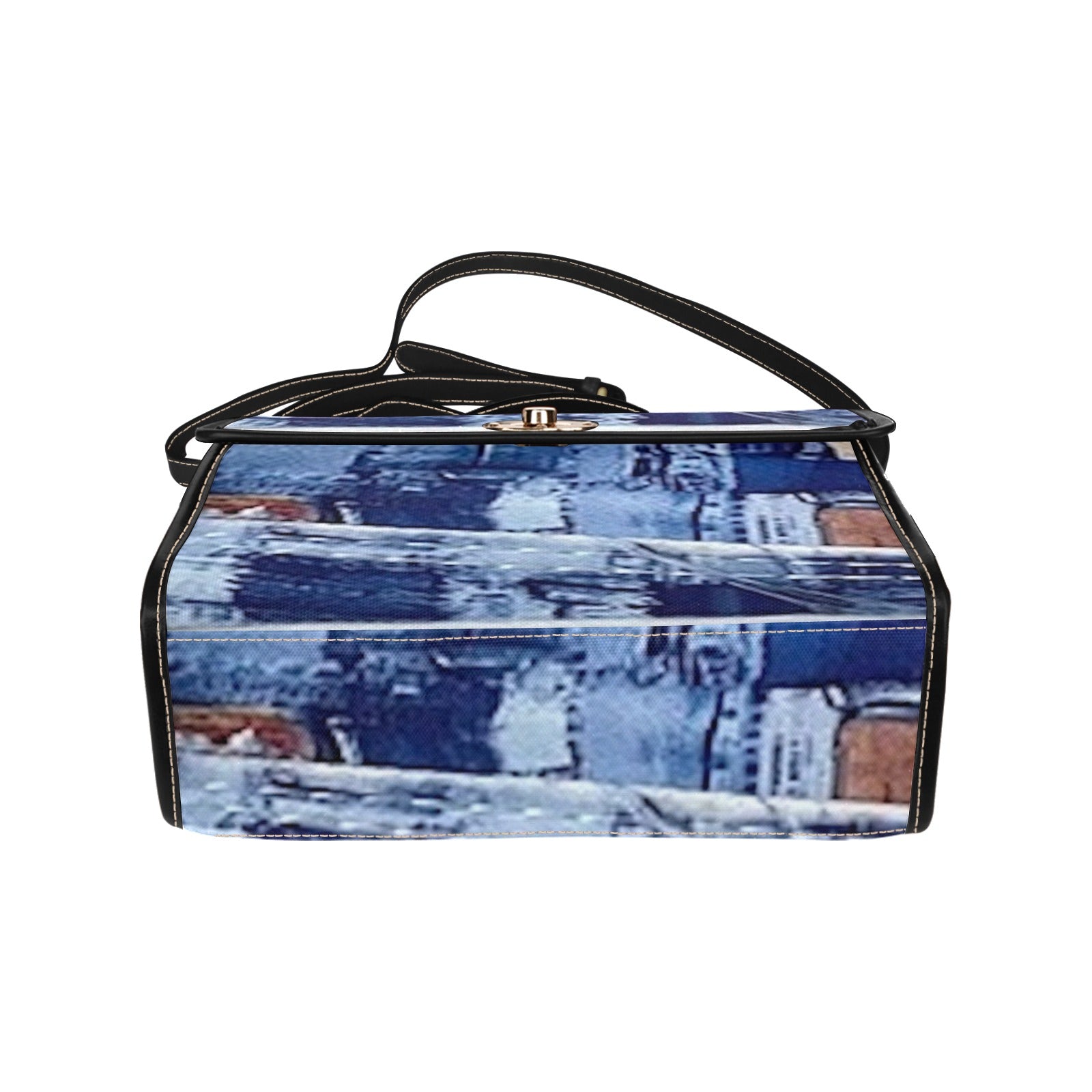 fz denim handbag all over print canvas bag (model 1641)(black)