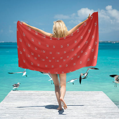 fz towel - red beach towel 31"x71"(new)( made in queen)