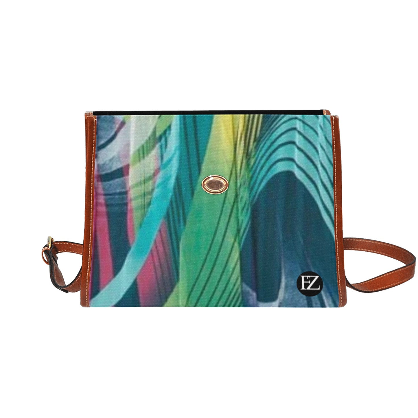fz abstract handbag all over print waterproof canvas bag(model1641)(brown strap)