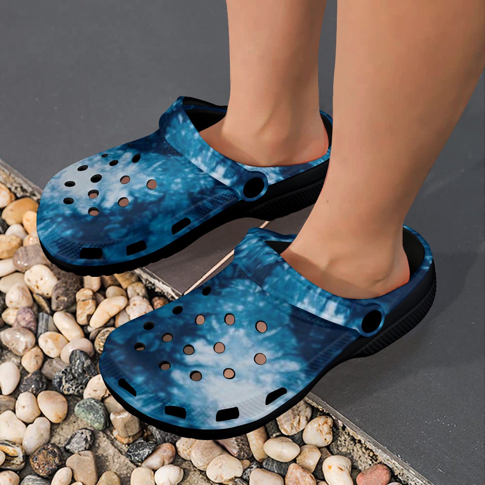 fz unisex sandals - abstract blue custom print adults clogs