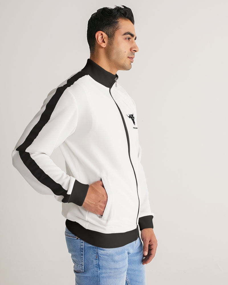 the white  bull men's stripe-sleeve track jacket