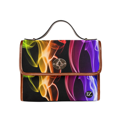 fz zone handbag - abstract 2 all over print waterproof canvas bag(model1641)(brown strap)