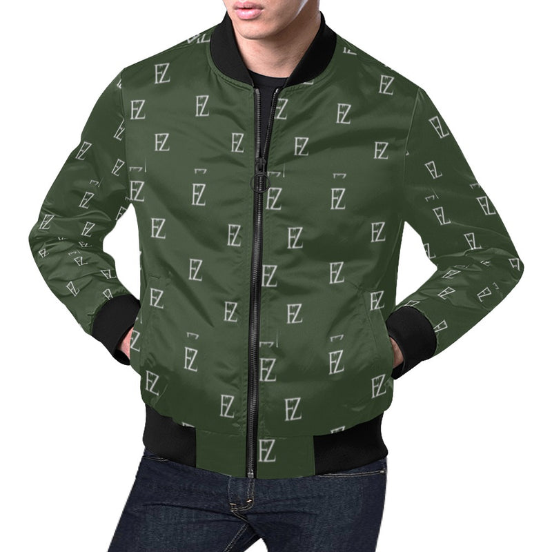 fz men's designer jacket-green men's all over print casual jacket (model h19)