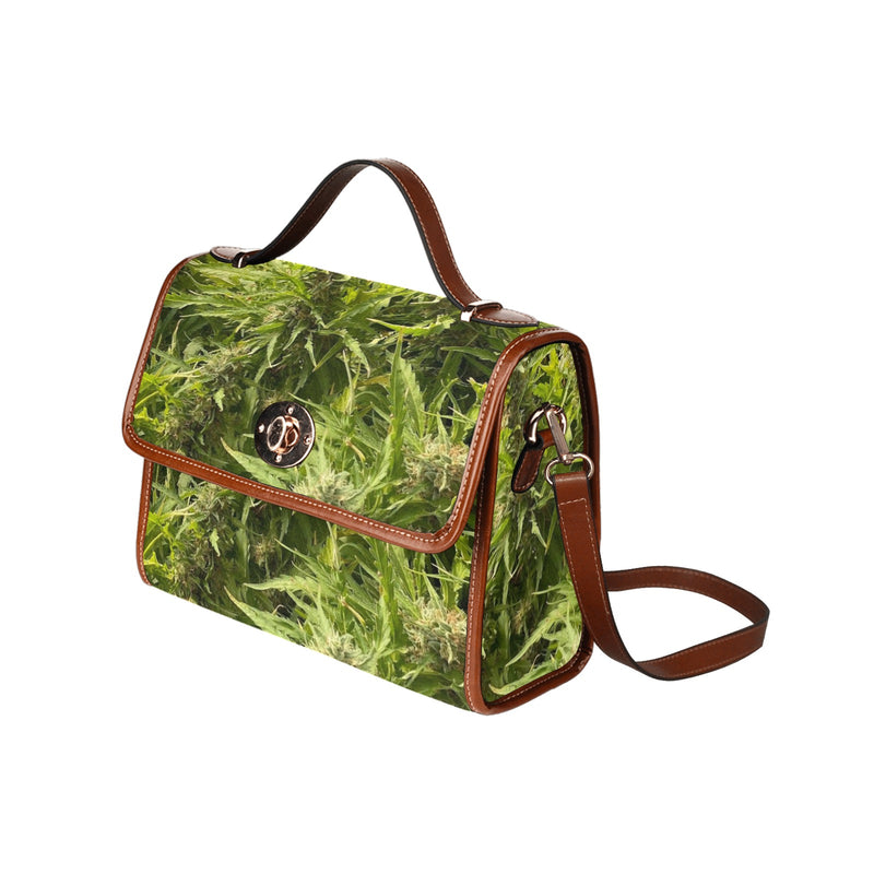 fz weed hand bag all over print waterproof canvas bag(model1641)(brown strap)