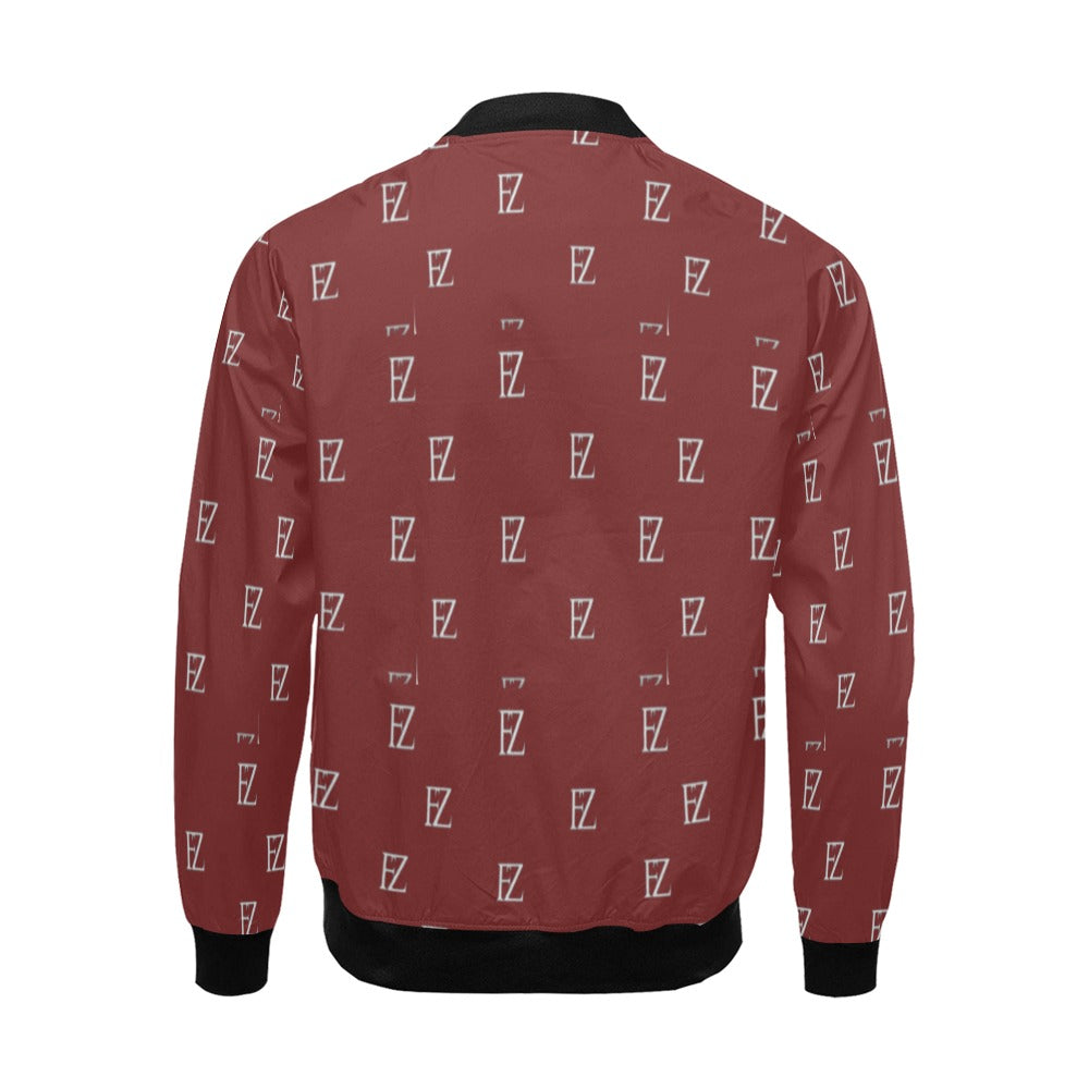 fz men's designer jacket- burgundy black men's all over print casual jacket (model h19)