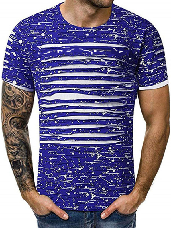 trendy, flowery, round-necked t-shirts, street men's wear