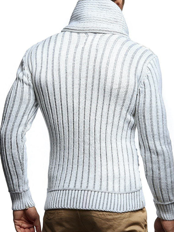 FZ men's leather buttoned turtleneck loose Sweater coat - FZwear