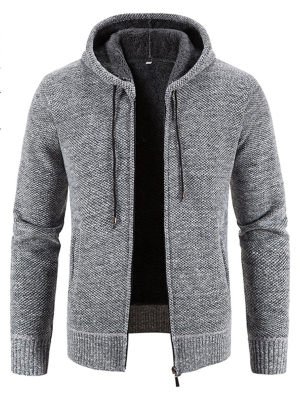 FZ Men's casual knitted HOODED zipper jacket