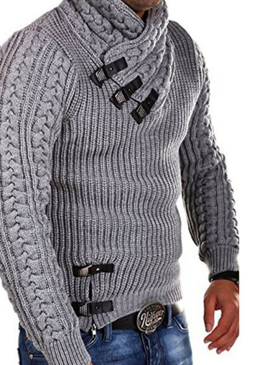 FZ men's leather button pullover sweater