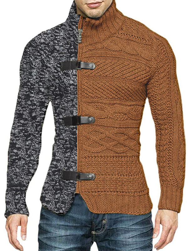 FZ Men's high -necked buckle long -sleeved knit sweater shirt - FZwear