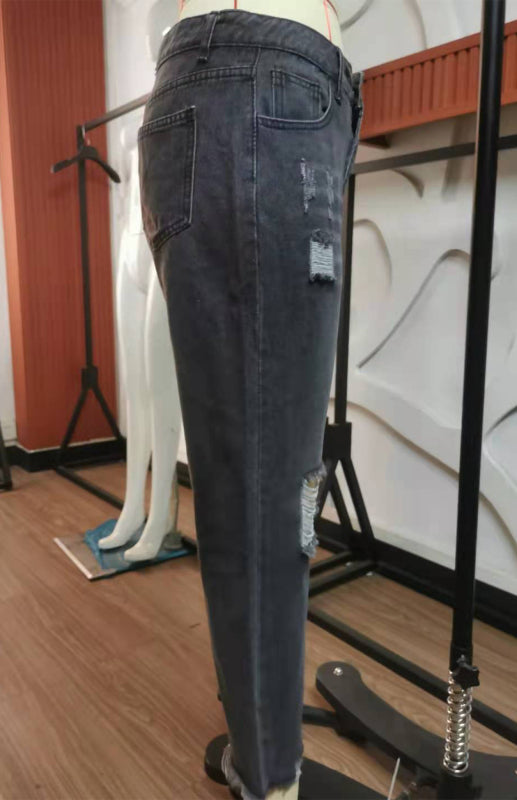 fz women's temperament ripped jeans pants