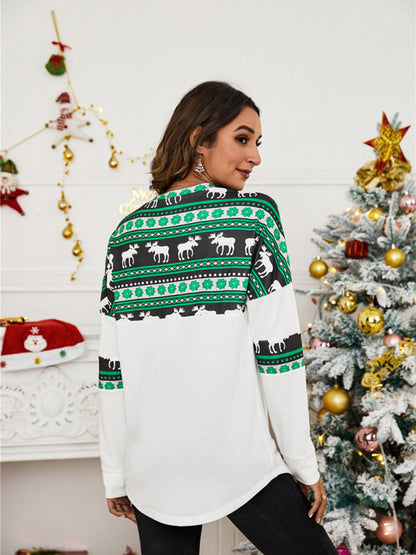 women's christmas knitted long-sleeved tops