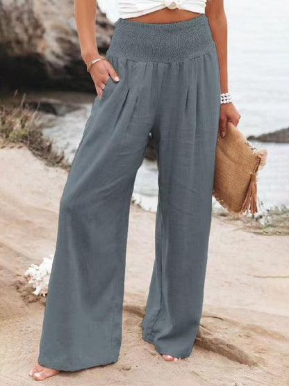 FZ Γυναικείο παντελόνι με φαρδύ μπατζάκι με μέση 