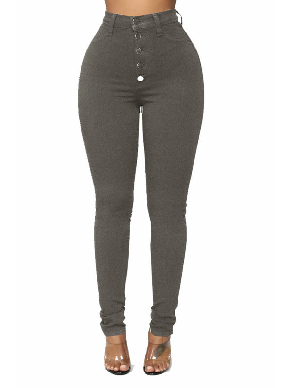 women's fashion versatile high waist high elastic hip lift jeans