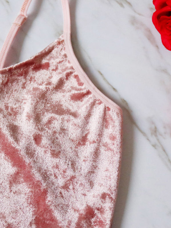 sexy velvet v-neck underwear two-piece set sexy lingerie homewear set
