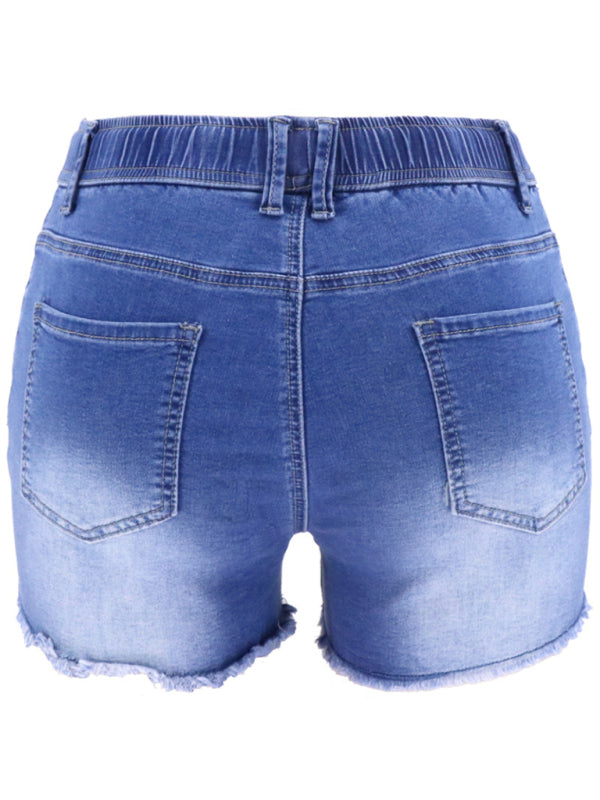 women's casual slim all-match ripped denim shorts