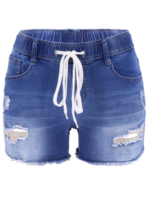 women's casual slim all-match ripped denim shorts